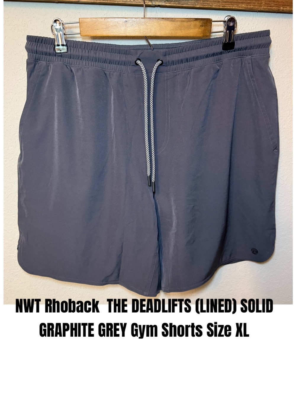 Rhoback  THE DEADLIFTS (LINED) SOLID GRAPHITE GREY Gym Shorts Size XL